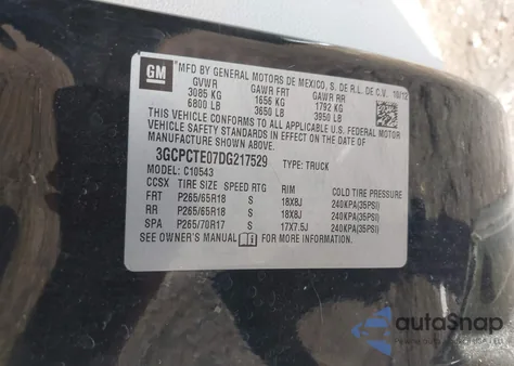 2013 Chevrolet Silverado 1500 Ltz из США, поврежденный, VIN 3GCPCTE07DG217529